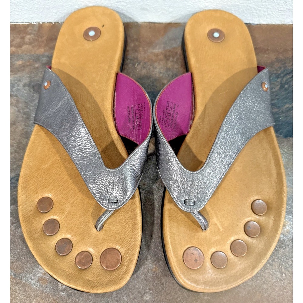 NWB Juil Hera Silver Leather Grounding Sandals Copper US 7 EU 37 Earthing